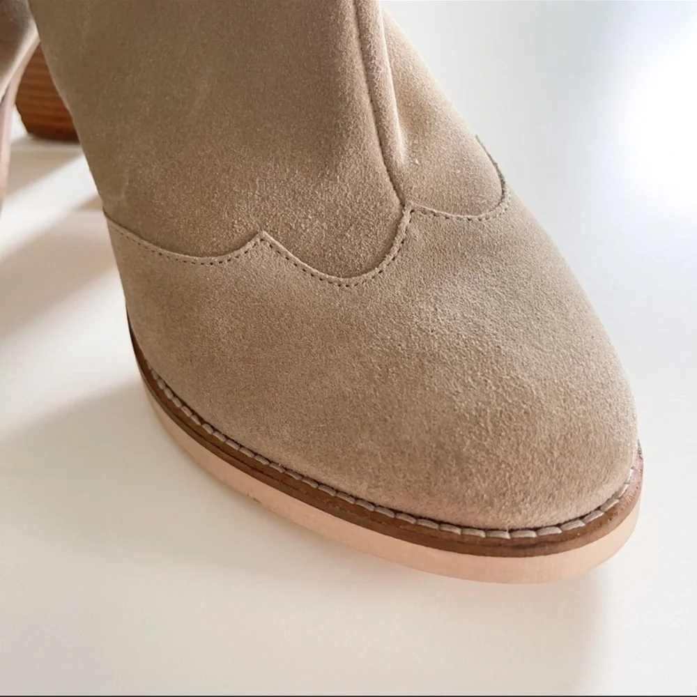 NWOT ASOS Suede Western Stacked Heel Ankle Bootie